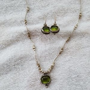 Silpada green Stone necklace & earrings